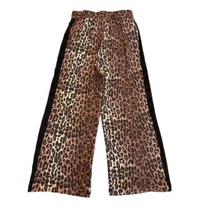 Johnny Was Silk Pants Animal Leopard XS Wide Leg  Smocked Waist Flowy Stripe